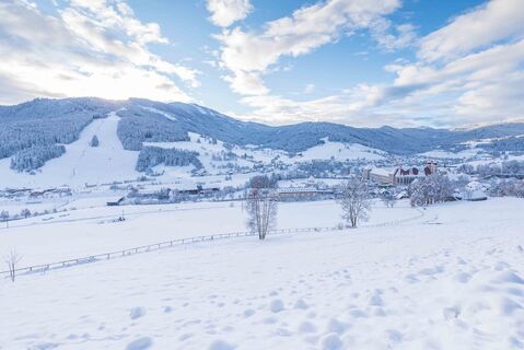 Naturpark-Winterwandern in St. Lambrecht_Blick auf St. Lambrecht und das Stift