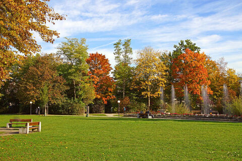 kurpark-bad-zurzach-farbige-baeume-mit-wassersinfonie
