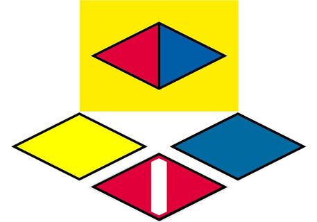 Wegmarkierung: gelbe + blaue Raute + Querweg Lahr-Rottweil + Mittelweg