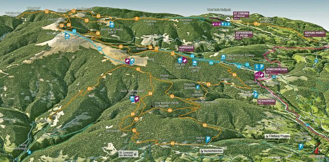 Trailkarte Steirische Wexl Trails in der Oststeiermark