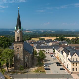 Blick auf die Kirche in Schöneck