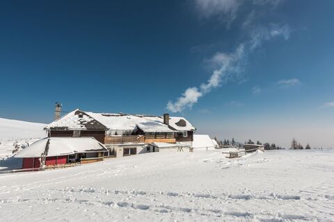 Altes Almhaus im Winter