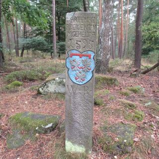 Der Leininger Grenzstein am Wegesrand des Ganerbenweges.