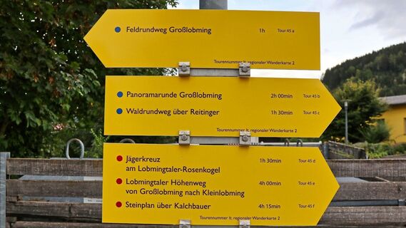 Ausgangspunkt Parkplatz Raiffeisenbank, Weg entspricht Tour Nr. 45f