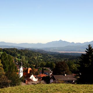 Blick über Bad Kohlgrub Richtung Murnauer Moos