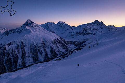 Monte Forcellina - Abstieg bei Sonnenuntergang.