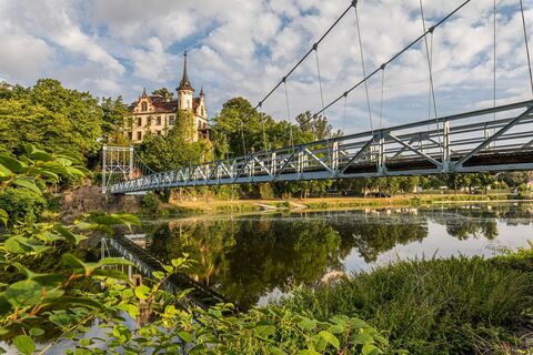 Gattersburg und Hängebrücke in Grimma