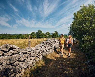 Steinmauern an der prähistorischen Stätte von Debela griža.