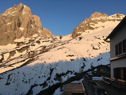 Vom Prielschutzhaus Blick zum Aufstieg rechts der Spitzmauer