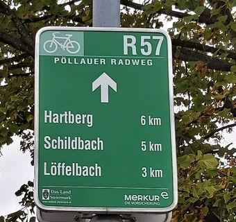 Markierung R57/Pöllautaler Radweg in der Oststeiermark