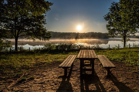 Olfen Hullener Stausee in Sonnenuntergang