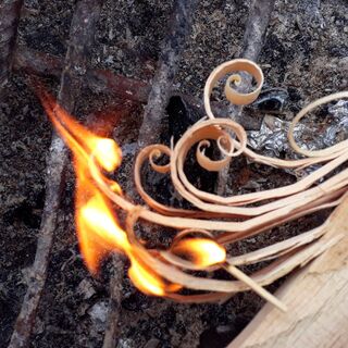 Kiehinen als Zündstoff am Lagerfeuer, Salla