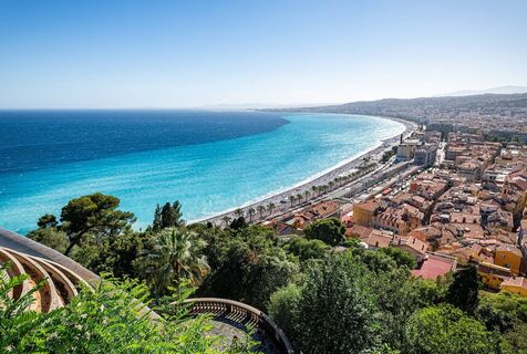 Blick auf die Promenade des Anglais in Nizza