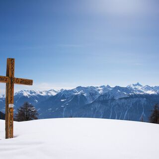 Aussicht auf der Winterwanderung Crans - Aminona