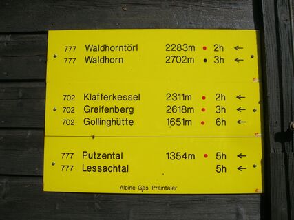 Preintalhütte - Gollinghütte