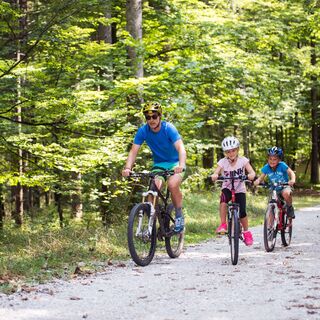 Radfahren am Fluss Kamniška Bistrica.