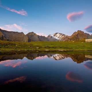 Alpe Scermendone bei Sonnenuntergang