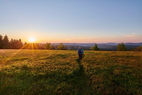 Sonnenuntergang in der Heidelandschaft auf dem Kahler Asten