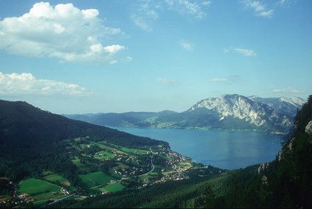 Luftbildaufnahme von Unterach. Bildrecht: TVB Attersee-Attergau 