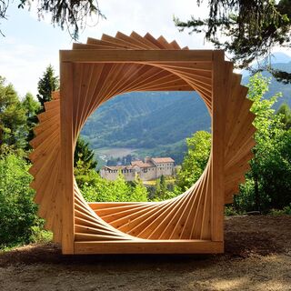 Aussicht vom BoscoArteStenico auf die Burg Stenico