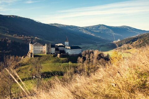 Blick auf Schloss Straßburg und das Gurktal